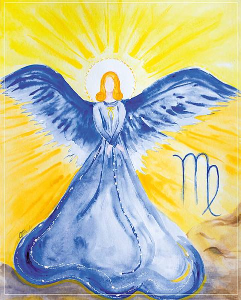 Engelbild im Sternzeichen Jungfrau. Ein Schutzengel Poster im A4 Format